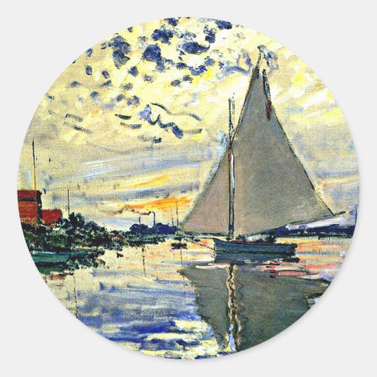 Monet - Zeilboot bij le Petit Gennevilliers Ronde Sticker (Voorkant)