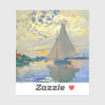 Monet Zeilboot bij Le Petit-Gennevilliers Sticker<br><div class="desc">Sticker met Claude Monets olieverfschilderij Zeilboot bij Le Petit-Gennevilliers (1874). Een serene zeilboot vaart in Parijs,  Frankrijk. Perfect voor liefhebbers van impressionisme en Franse kunstverzamelaars!</div>