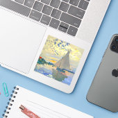 Monet Zeilboot bij Le Petit-Gennevilliers Sticker (Laptop met iPhone)