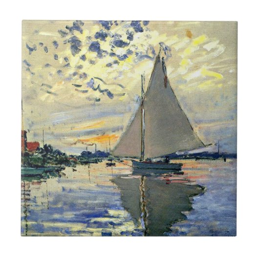 Monet - Zeilboot bij Le Petit-Gennevilliers Tegeltje (Voorkant)
