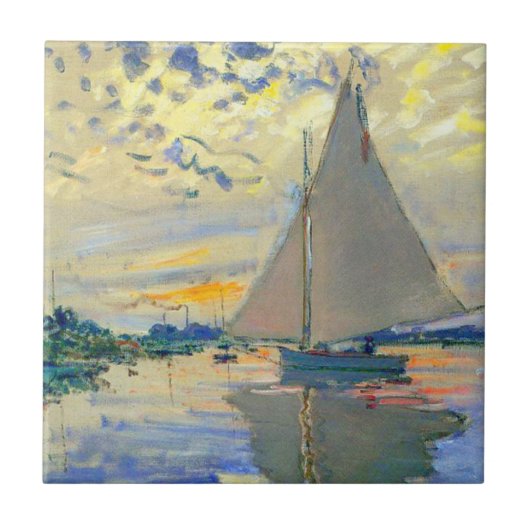 Monet Zeilboot bij Le Petit-Gennevilliers Tegeltje (Voorkant)