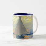 Monet Zeilboot bij Le Petit-Gennevilliers Tweekleurige Koffiemok<br><div class="desc">Koffie Mok met Claude Monets olieverfschilderij Zeilboot bij Le Petit-Gennevilliers (1874). Een serene zeilboot vaart in Parijs,  Frankrijk. Perfect voor liefhebbers van impressionisme en Franse kunstverzamelaars!</div>