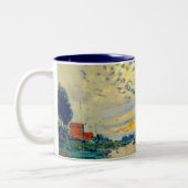 Monet Zeilboot bij Le Petit-Gennevilliers Tweekleurige Koffiemok (Links)