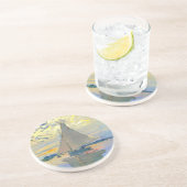 Monet Zeilboot bij Le Petit-Gennevilliers Zandsteen Onderzetter (Zijkant)