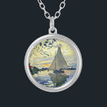 Monet - Zeilboot bij le Petit Gennevilliers Zilver Vergulden Ketting<br><div class="desc">Claude Monet schilderij,  Zeilboot bij le Petit Gennevilliers</div>
