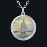 Monet Zeilboot bij Le Petit-Gennevilliers Zilver Vergulden Ketting<br><div class="desc">Ketting met Claude Monets olieverfschilderij Zeilboot bij Le Petit-Gennevilliers (1874). Een serene zeilboot vaart in Parijs,  Frankrijk. Perfect voor liefhebbers van impressionisme en Franse kunstverzamelaars!</div>