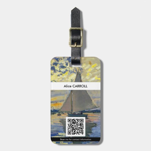 Monet - Zeilboot bij Petit-Gennevilliers - QR-code Bagagelabel (Voorkant verticaal)