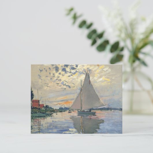 Monet zeilboot Frans impressionisme Klassieke kuns Briefkaart (Staand voorkant)