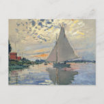 Monet zeilboot Frans impressionisme Klassieke kuns Briefkaart<br><div class="desc">Monet zeilboot - Deze prachtige Franse zeilboot is van de Franse impressionist Claude Monet, geschilderd in 1874. Monet was een van de belangrijkste Franse impressionistische kunstenaars die ooit geleefd hebben. De exacte titel van het schilderij is "Zeilboot bij Petit-Gennevilliers", een olieverf op doek. Het schilderij show een enkele zeilboot met...</div>