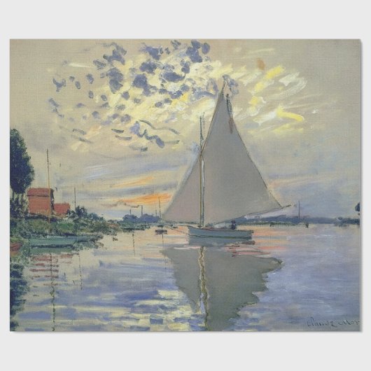 Monet Zeilboot Frans Impressionisme Klassieke Kuns Cadeaupapier (Vlak)