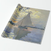 Monet Zeilboot Frans Impressionisme Klassieke Kuns Cadeaupapier (Uitgerold)