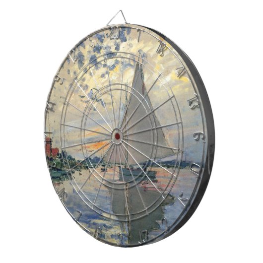 Monet zeilboot Frans impressionisme Klassieke kuns Dartbord (Voorkant Rechts)