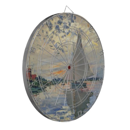 Monet zeilboot Frans impressionisme Klassieke kuns Dartbord (Voorkant Links)