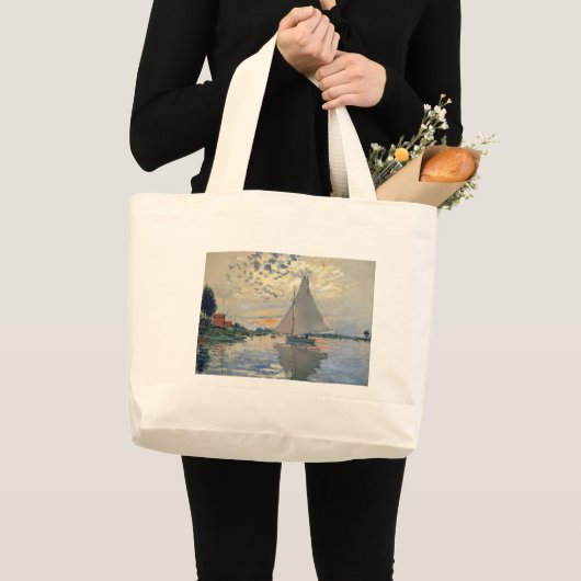 Monet zeilboot Frans impressionisme Klassieke kuns Grote Tote Bag (Voorkant (product))