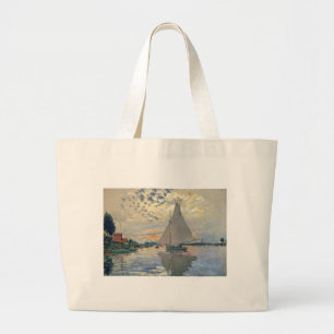 Monet zeilboot Frans impressionisme Klassieke kuns Grote Tote Bag