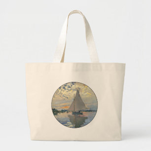 Monet zeilboot Frans impressionisme Klassieke kuns Grote Tote Bag