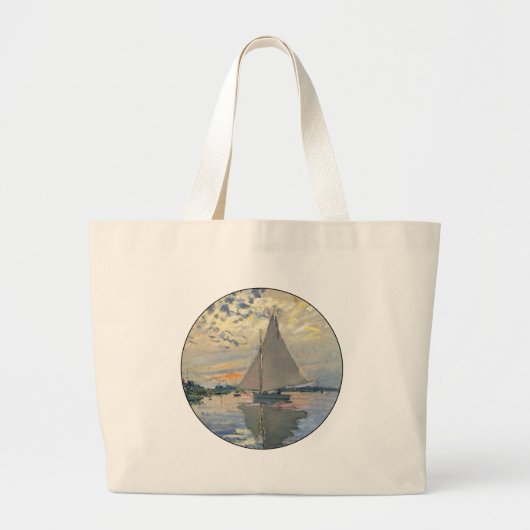 Monet zeilboot Frans impressionisme Klassieke kuns Grote Tote Bag (Voorkant)