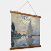 Monet Zeilboot Frans Impressionisme Klassieke Kuns Hangend Wandkleed (Gebogen)