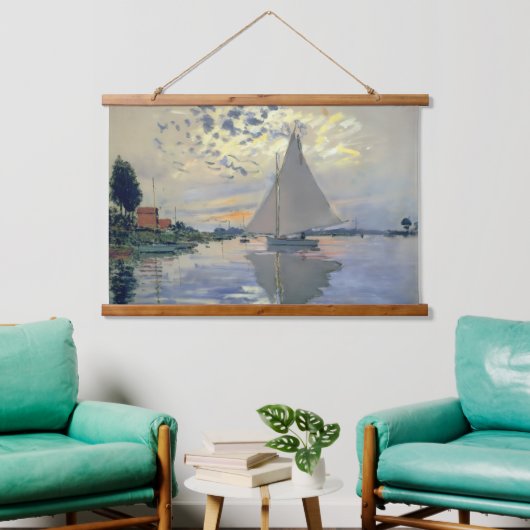 Monet Zeilboot Frans Impressionisme Klassieke Kuns Hangend Wandkleed (Woonkamer)