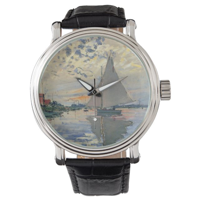 Monet zeilboot Frans impressionisme Klassieke kuns Horloge (Voorkant)