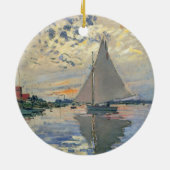 Monet zeilboot Frans impressionisme Klassieke kuns Keramisch Ornament (Achterkant)