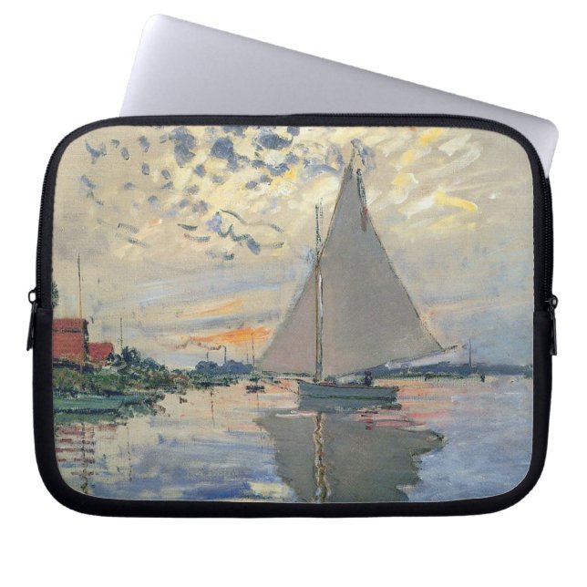 Monet zeilboot Frans impressionisme Klassieke kuns Laptop Sleeve (Voorkant)