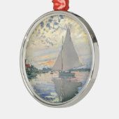 Monet zeilboot Frans impressionisme Klassieke kuns Metalen Ornament (Links)