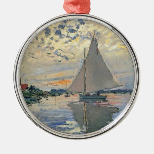 Monet zeilboot Frans impressionisme Klassieke kuns Metalen Ornament (Voorkant)