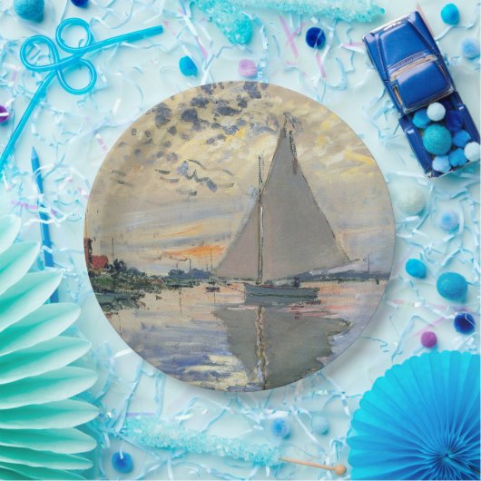 Monet zeilboot Frans impressionisme Klassieke kuns Papieren Bordje (Feest)