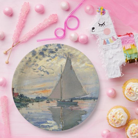 Monet zeilboot Frans impressionisme Klassieke kuns Papieren Bordje (Feest)