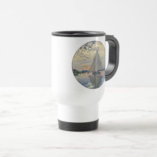 Monet zeilboot Frans impressionisme Klassieke kuns Reisbeker (Voorkant rechts)
