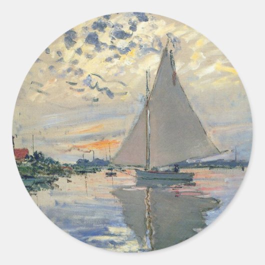 Monet zeilboot Frans impressionisme Klassieke kuns Ronde Sticker (Voorkant)