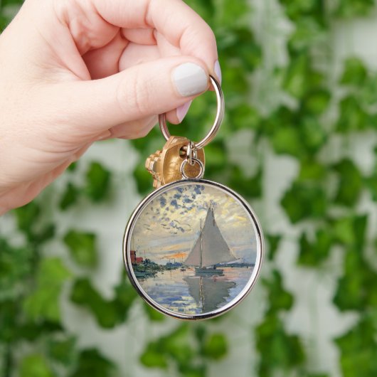 Monet zeilboot Frans impressionisme Klassieke kuns Sleutelhanger (Hand)