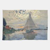 Monet zeilboot Frans impressionisme Klassieke kuns Theedoek (Horizontaal)