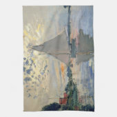 Monet zeilboot Frans impressionisme Klassieke kuns Theedoek (Verticaal)