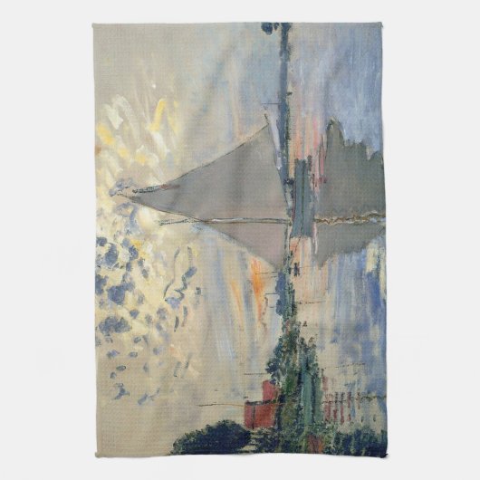 Monet zeilboot Frans impressionisme Klassieke kuns Theedoek (Verticaal)