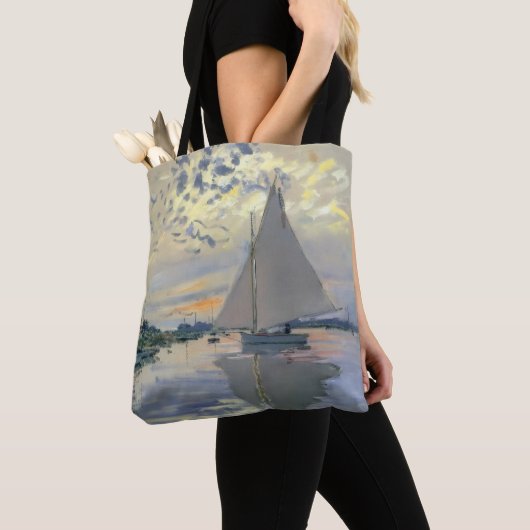 Monet Zeilboot Frans Impressionisme Klassieke Kuns Tote Bag (Dichtbij)