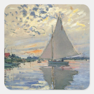 Monet zeilboot Frans impressionisme Klassieke kuns Vierkante Sticker
