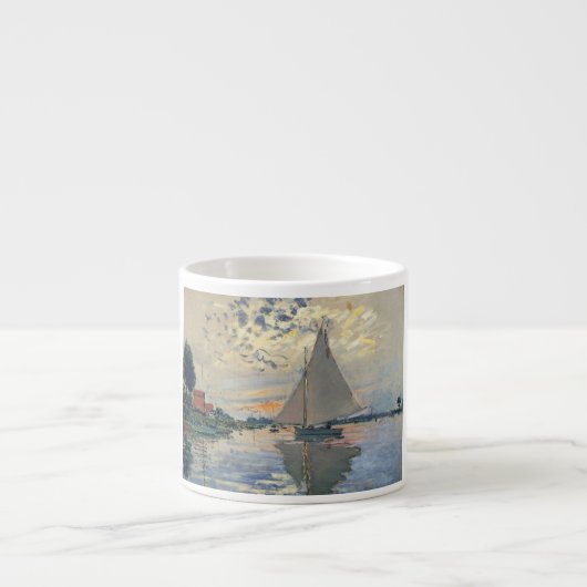 Monet Zeilboot Franse Impressionisme Klassieke Kun Espresso Kop (Voorkant)