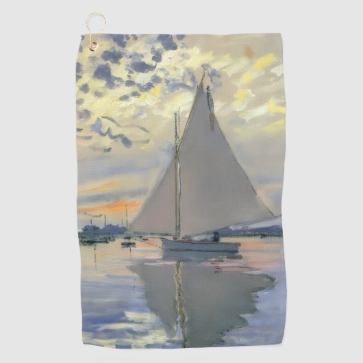 Monet Zeilboot Franse Impressionisme Klassieke Kun Golfhanddoek (Voorkant)