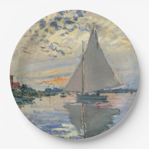 Monet Zeilboot Franse Impressionisme Klassieke Kun Papieren Bordje