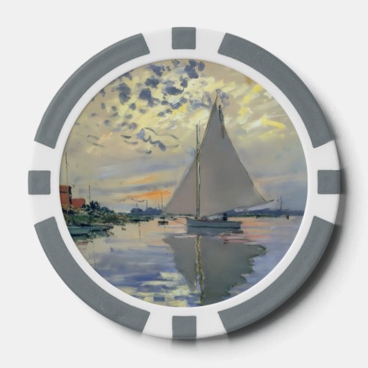 Monet Zeilboot Franse Impressionisme Klassieke Kun Poker Chips (Voorkant)