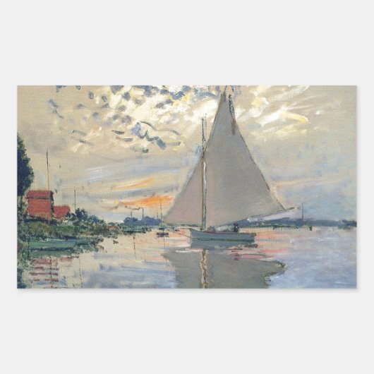 Monet Zeilboot Franse Impressionisme Klassieke Kun Rechthoekige Sticker (Voorkant)