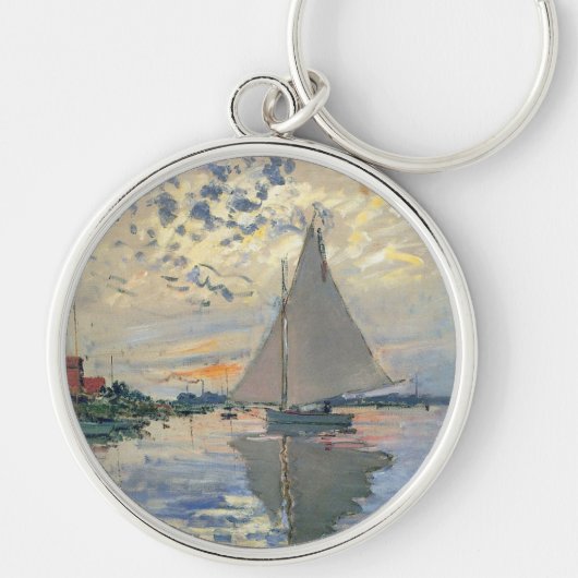Monet Zeilboot Franse Impressionisme Klassieke Kun Sleutelhanger (Voorkant)