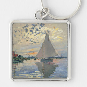 Monet Zeilboot Franse Impressionisme Klassieke Kun Sleutelhanger
