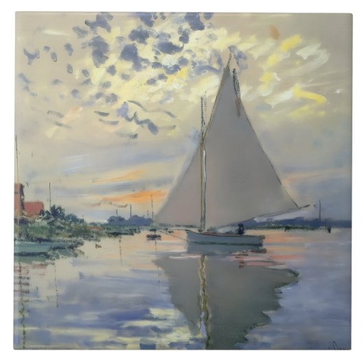 Monet Zeilboot Franse Impressionisme Klassieke Kun Tegeltje (Voorkant)