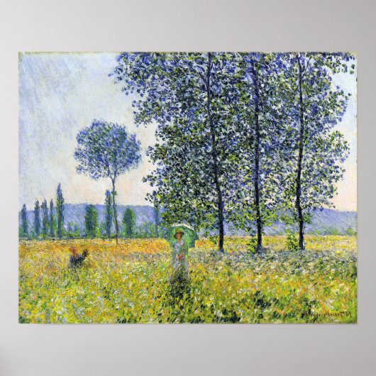 Monet - zonlicht effect onder de Poplars 1887 Poster (Voorkant)