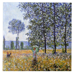 Monet - Zonlicht effect onder de populieren, Tegeltje