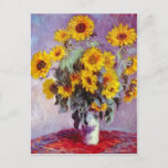 Monet-zonnebloemen Briefkaart<br><div class="desc">Kunst van Claude Monet van Zonnebloemen in een Vase</div>