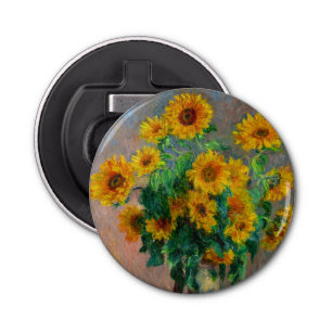 Monet-zonnebloemen Button Flesopener